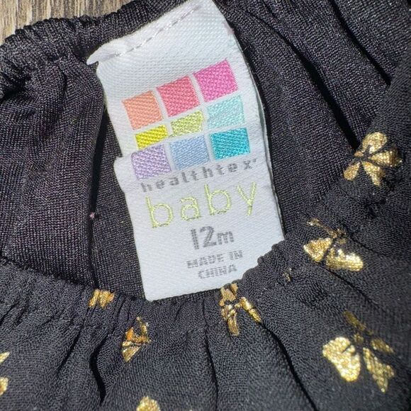 Healthtex Baby 12m Black & Gold Bow Top - Picture 3 of 3